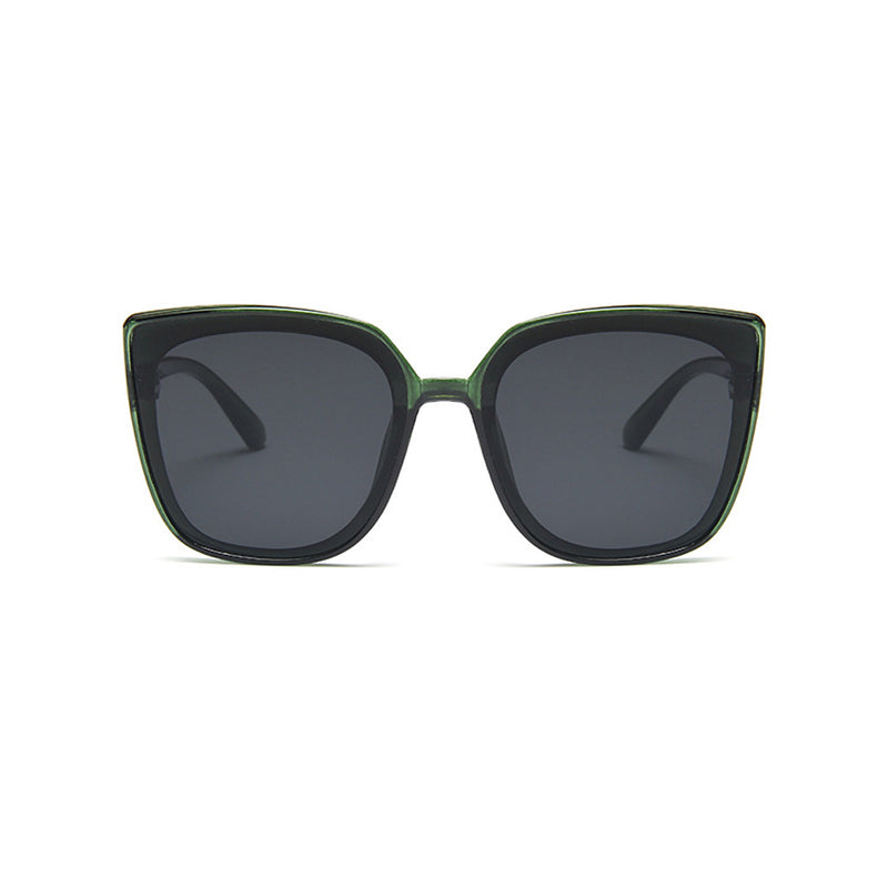 Offbeat Metallic Trim Contrast Color Oversized Tinted Cat Eye Sunglasses