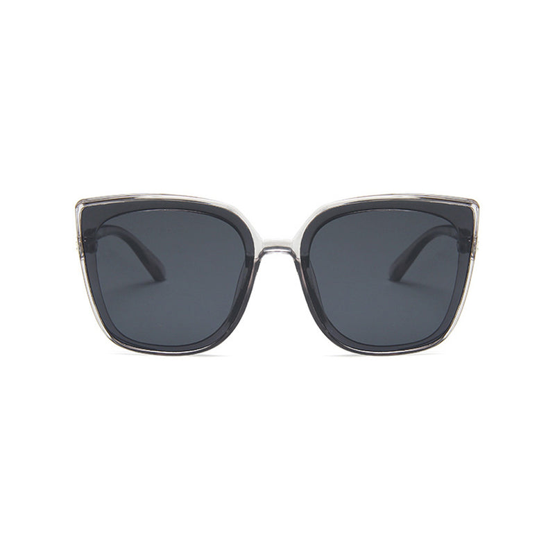 Offbeat Metallic Trim Contrast Color Oversized Tinted Cat Eye Sunglasses