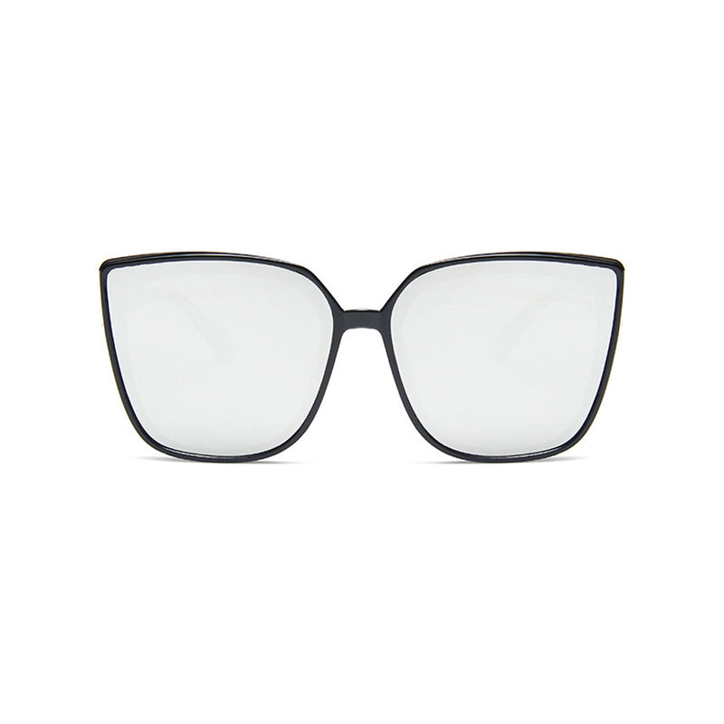Offbeat Metallic Trim Contrast Color Oversized Tinted Cat Eye Sunglasses
