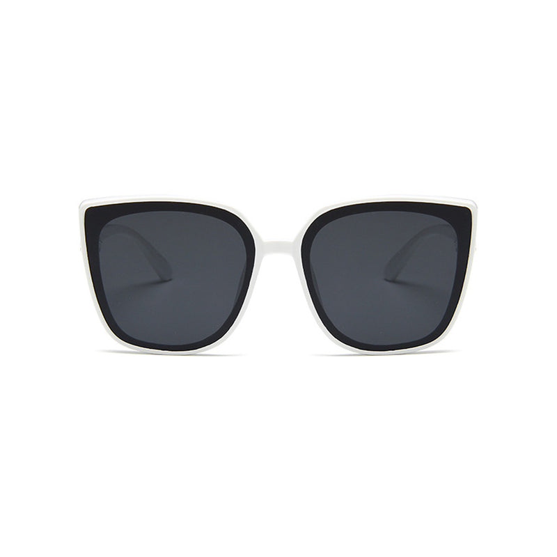 Offbeat Metallic Trim Contrast Color Oversized Tinted Cat Eye Sunglasses
