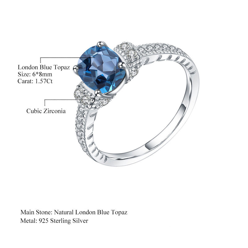 Opulent Clear Cubic Zirconia London Blue Topaz Halo Ring