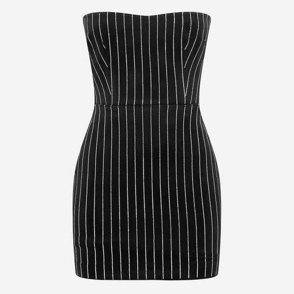 Opulent Crystal Embellished Tube Top Bodycon Strapless Mini Party Dress