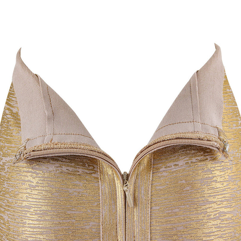 Opulent Metallic Solid High Waist Bodycon Bandage Mini Pencil Skirt