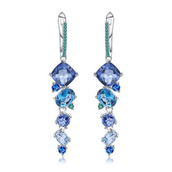 Opulent Mixed Shaped Swiss Blue Topaz Mystic Quartz Drop Earrings