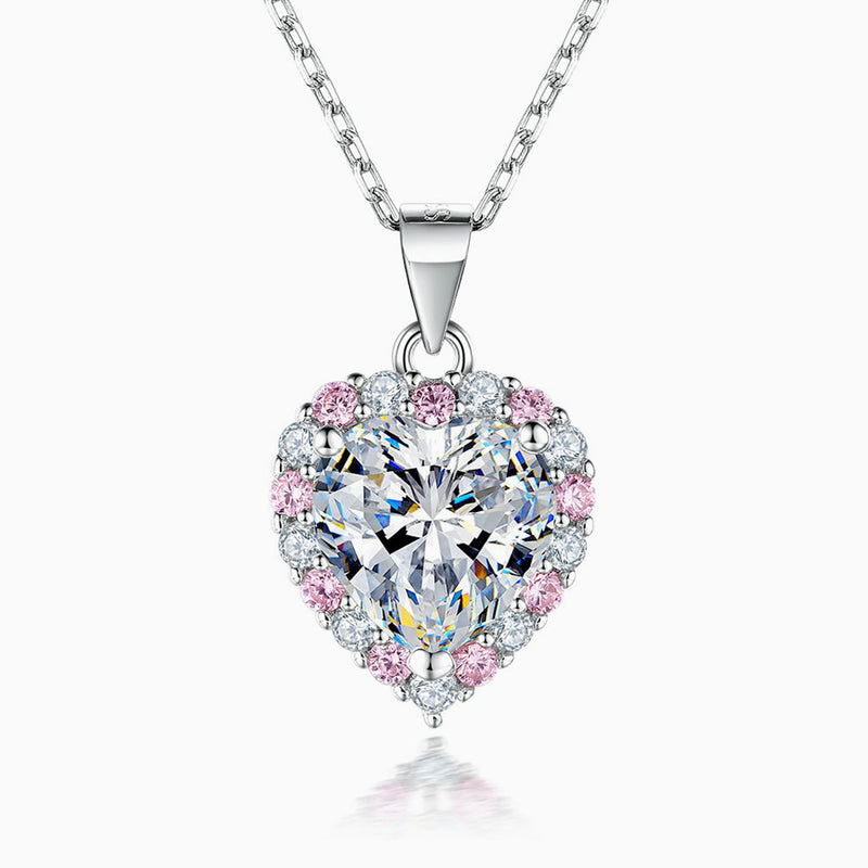 Pavé Cubic Zirconia Heart Shaped Halo Sterling Silver Jewelry Set
