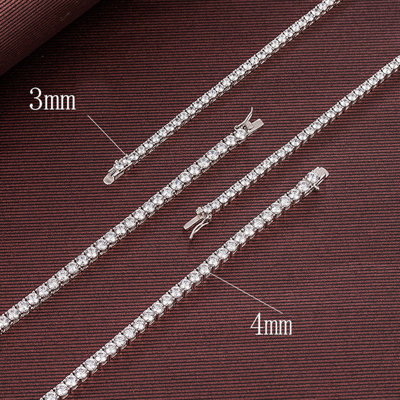 Rhodium Plated Sterling Silver 4MM Cubic Zirconia Tennis Chain Necklace