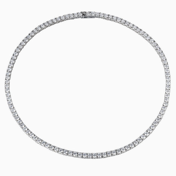 Rhodium Plated Sterling Silver 5MM Cubic Zirconia Tennis Chain Necklace