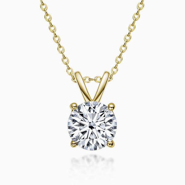 Rolo Chain Sterling Sliver V Bail Solitaire 1CT Moissanite Pendant Necklace