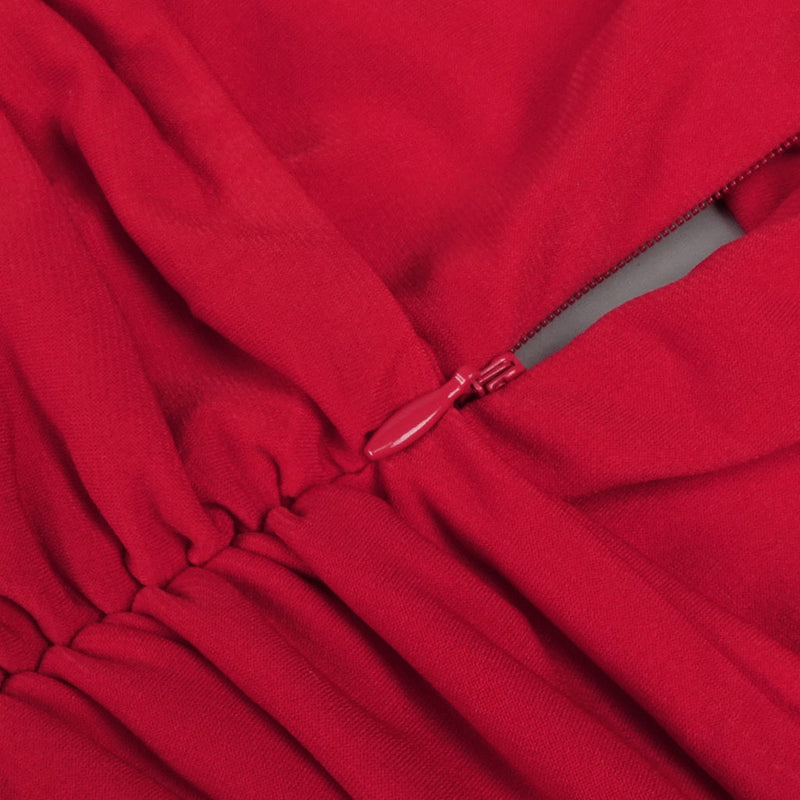 Sexy 3D Rosette Applique Twist Cut Out Cross Neck Bodycon Ruched Midi Dress