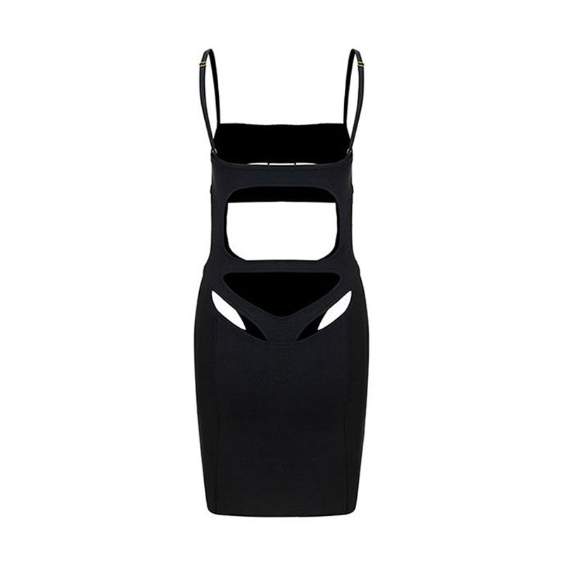 Sexy Square Neck Sleeveless Underboob Cutout Bandage Mini Party Dress