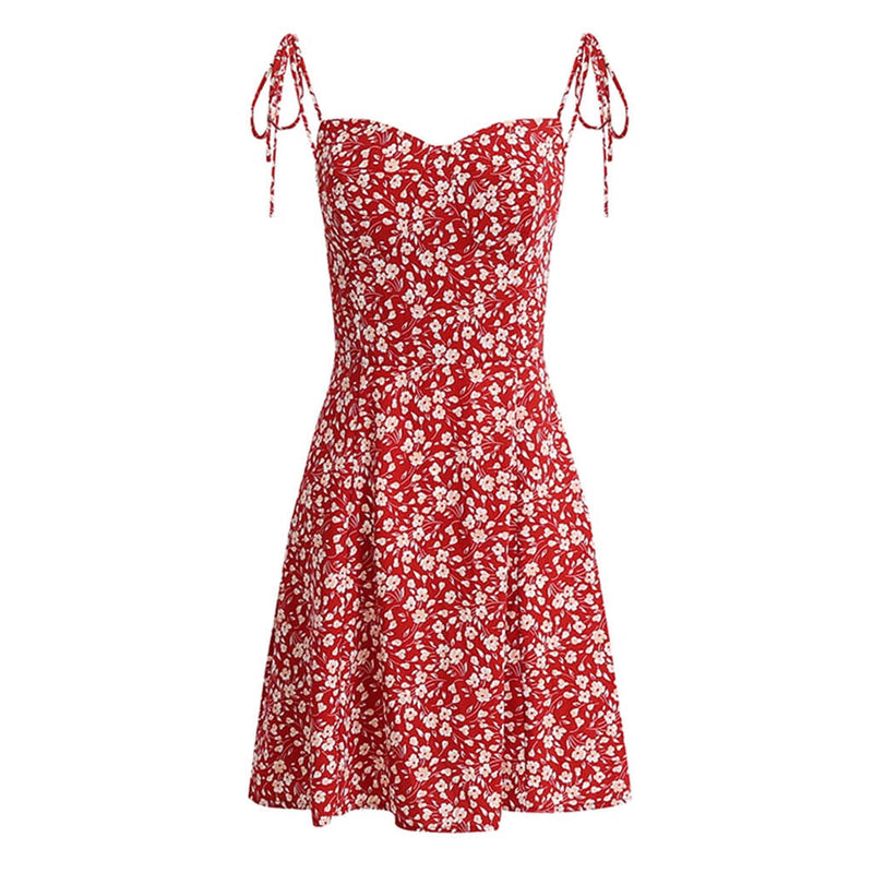 Sexy Sweetheart Neck Tie Strap Smocked Mini Floral Printed Sundress