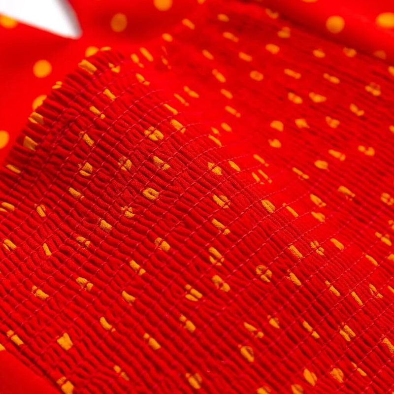 Sexy Tie Neck Smocked Sleeveless A Line Polka Dot Print Mini Sundress