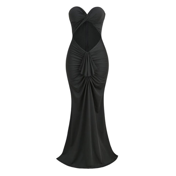 Sexy Twisted Sweetheart Ruched Draped Ruffle Cutout Maxi Mermaid Evening Dress