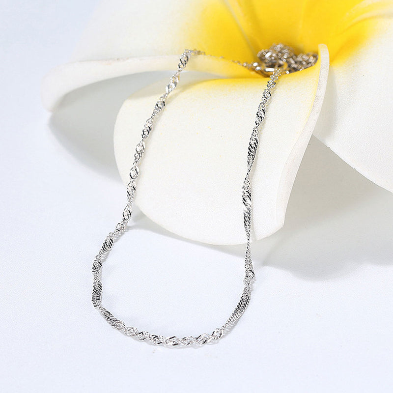 Shimmer Sterling Silver 1.5MM Twisted Singapore Chain Necklace