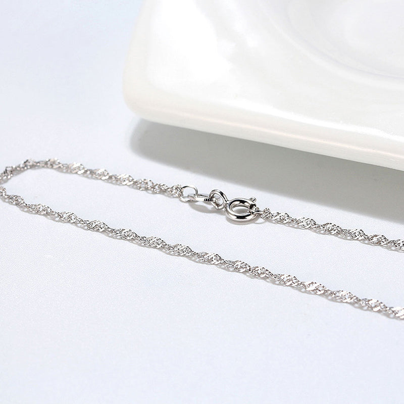 Shimmer Sterling Silver 1.5MM Twisted Singapore Chain Necklace