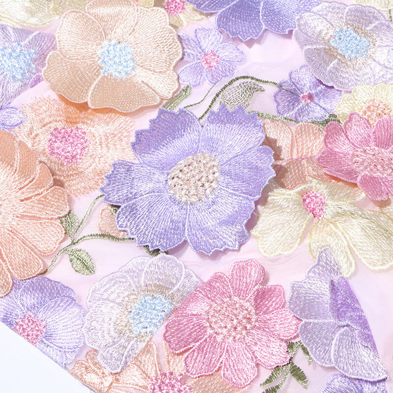 Sweet Floral Embroidery Applique Sleeveless High Waist Skirt Matching Set