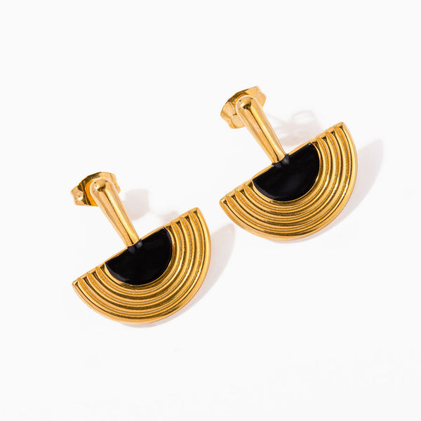 Unique Style 18K Gold Plated Two Tone Semicircle Dangle Earrings