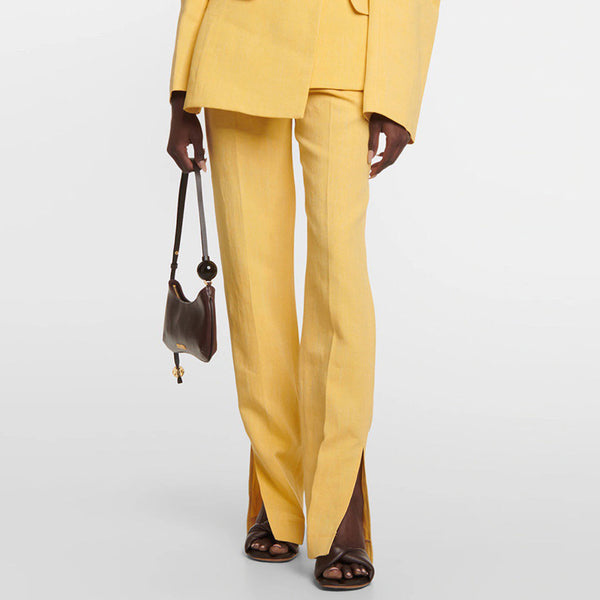 Vibrant Solid Color High Waist Split Hem Skinny Tapered Leg Sleek Suit Pants