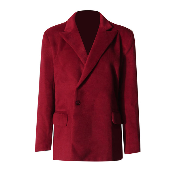 Vintage Lapel Collar Long Sleeve Double Breasted Wool Blend Oversized Blazer