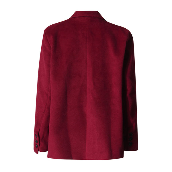 Vintage Lapel Collar Long Sleeve Double Breasted Wool Blend Oversized Blazer