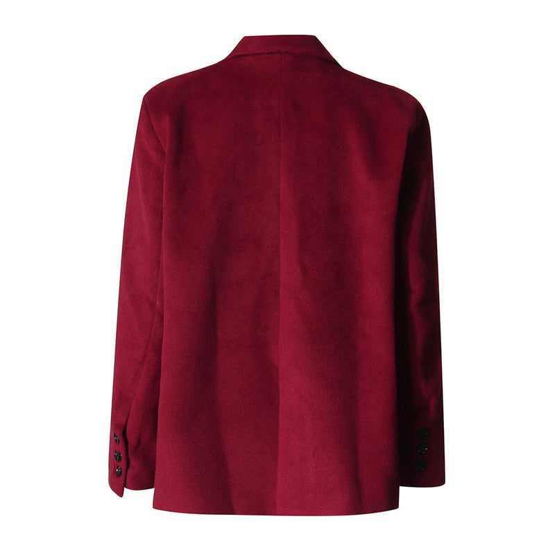 Vintage Lapel Collar Long Sleeve Double Breasted Wool Blend Oversized Blazer