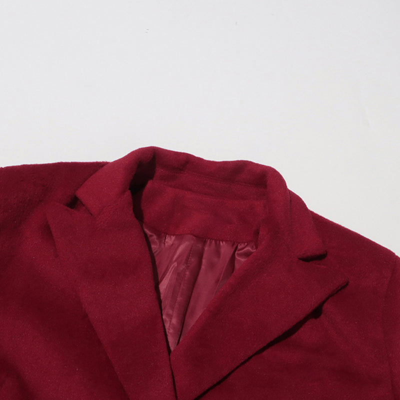 Vintage Lapel Collar Long Sleeve Double Breasted Wool Blend Oversized Blazer
