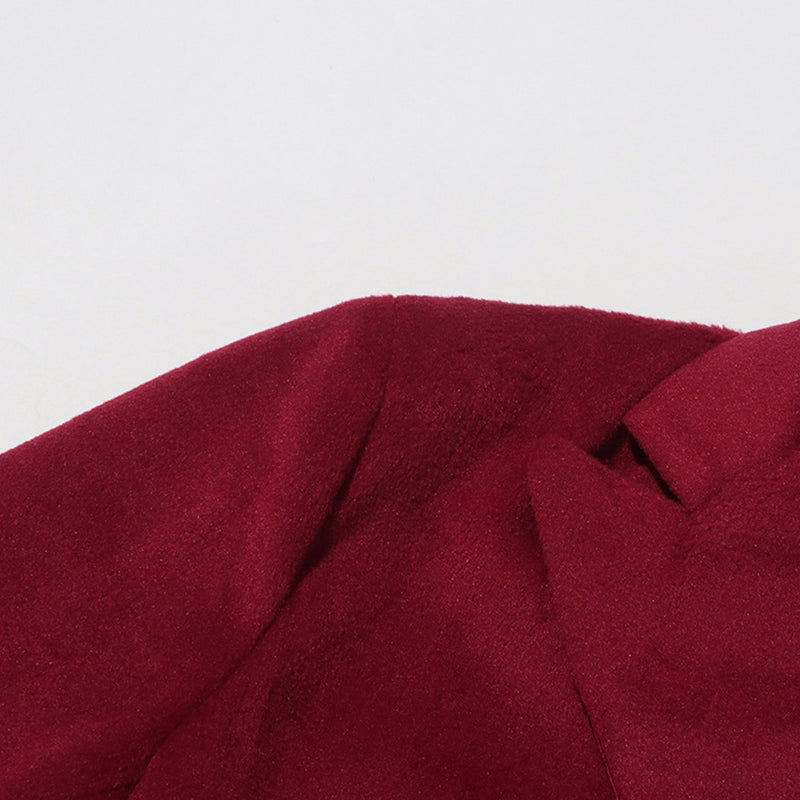 Vintage Lapel Collar Long Sleeve Double Breasted Wool Blend Oversized Blazer