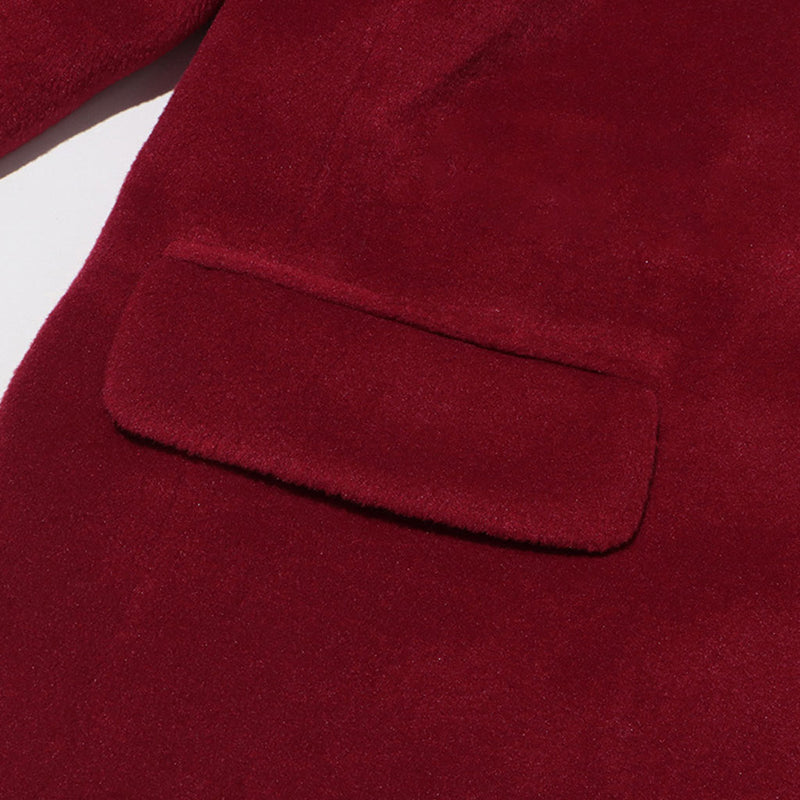 Vintage Lapel Collar Long Sleeve Double Breasted Wool Blend Oversized Blazer