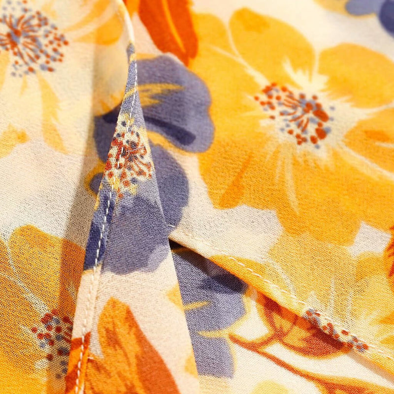 Vintage Sweetheart Neck Tie Strap Smocked Split Midi Floral Print Sundress