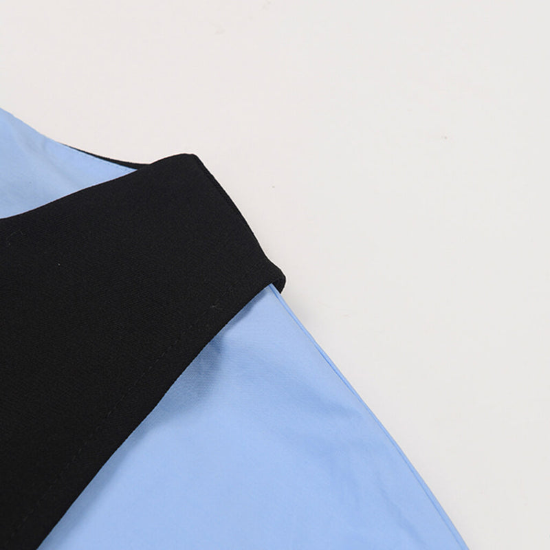 Asymmetric Cut Out Long Sleeve Deconstructed Layered Midi Shirt Dress