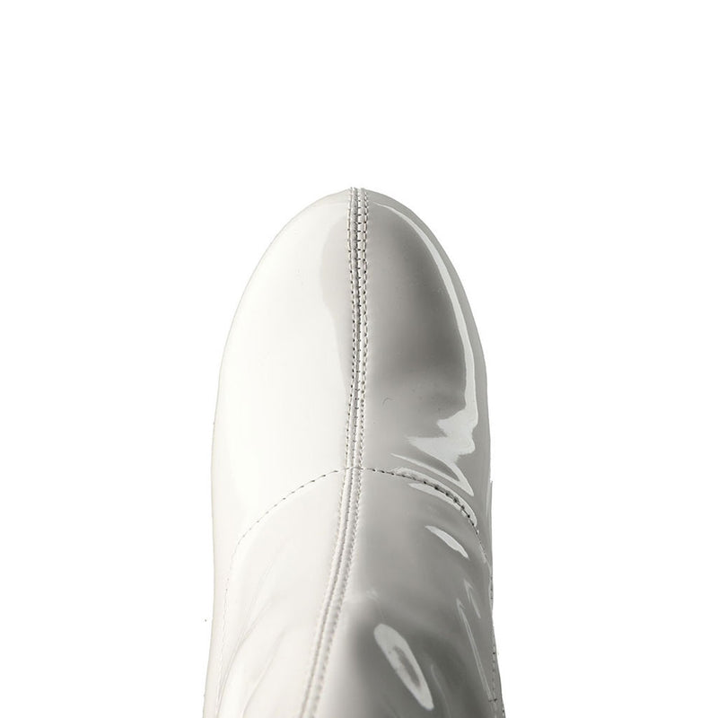 Bold Patent Leather Knee High Platform Chunky Heel Boots - White