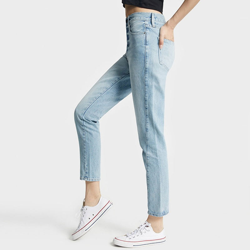 Chic Mid Rise Twisted Seam Button Fly Cropped Skinny Jeans - Blue