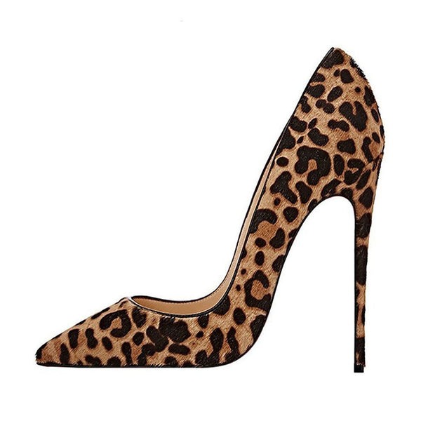 Classic Leopard Print Pointed Toe Stiletto Pumps - Light Brown