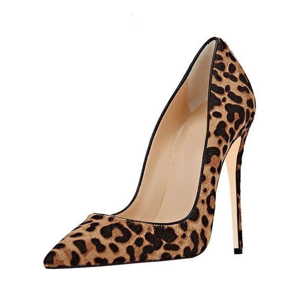 Classic Leopard Print Pointed Toe Stiletto Pumps - Light Brown