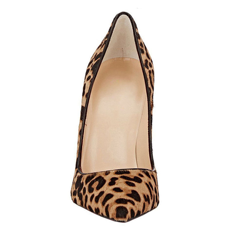 Classic Leopard Print Pointed Toe Stiletto Pumps - Light Brown