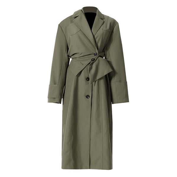Deconstructed Lapel Collar Single Breasted Detachable Layered Trench Coat