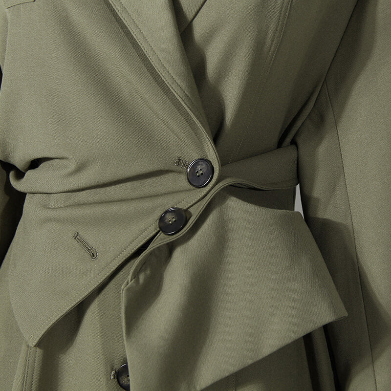 Deconstructed Lapel Collar Single Breasted Detachable Layered Trench Coat