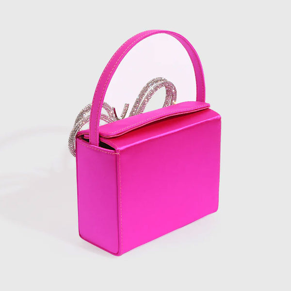 Elegant Butterfly Rhinestone Embellished Box Clutch Bag - Pink