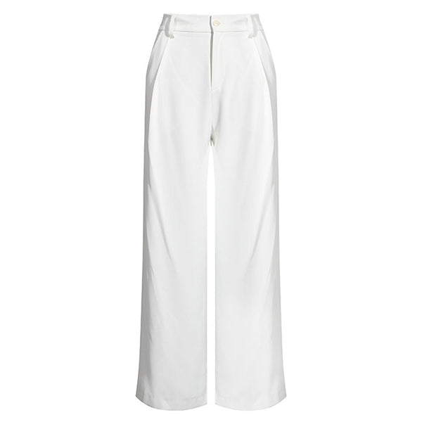 Elegant Solid Color Ankle Tie High Waist Wide Leg Pants