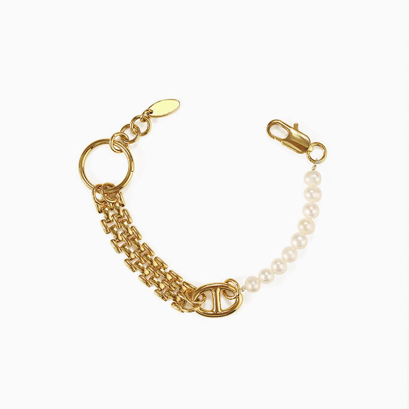Eye-Catching Chunky Strand Pearl Beaded Bracelet - Gold