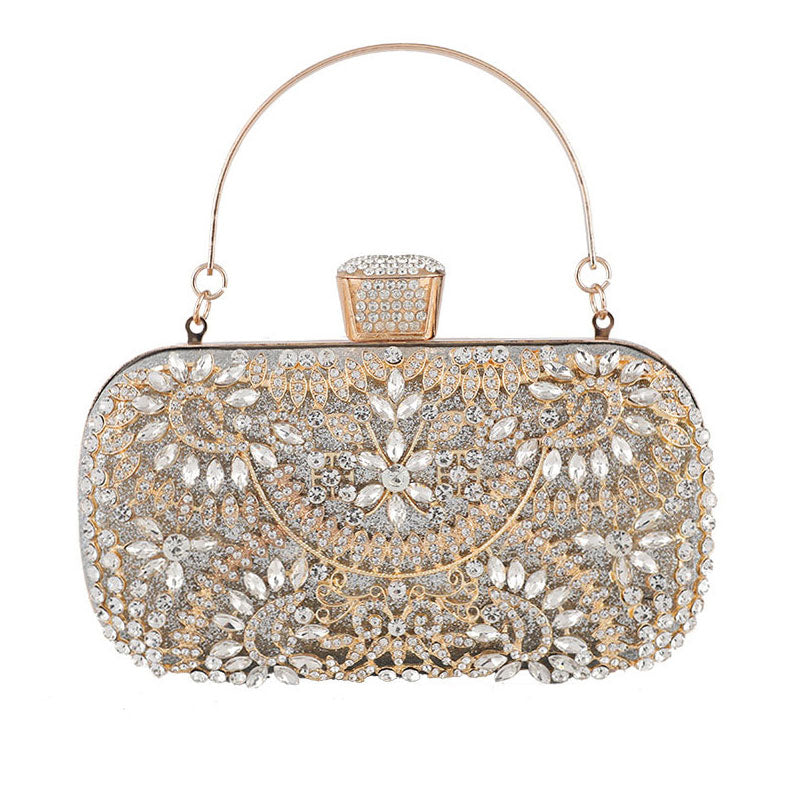 Eye-Catching Rhinestone Embellished Rectangle Evening Clutch Bag - Silver