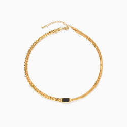 Eye-Catching Rhinestone Inlaid Chunky Chain Necklace - Gold