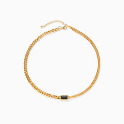 Eye-Catching Rhinestone Inlaid Chunky Chain Necklace - Gold