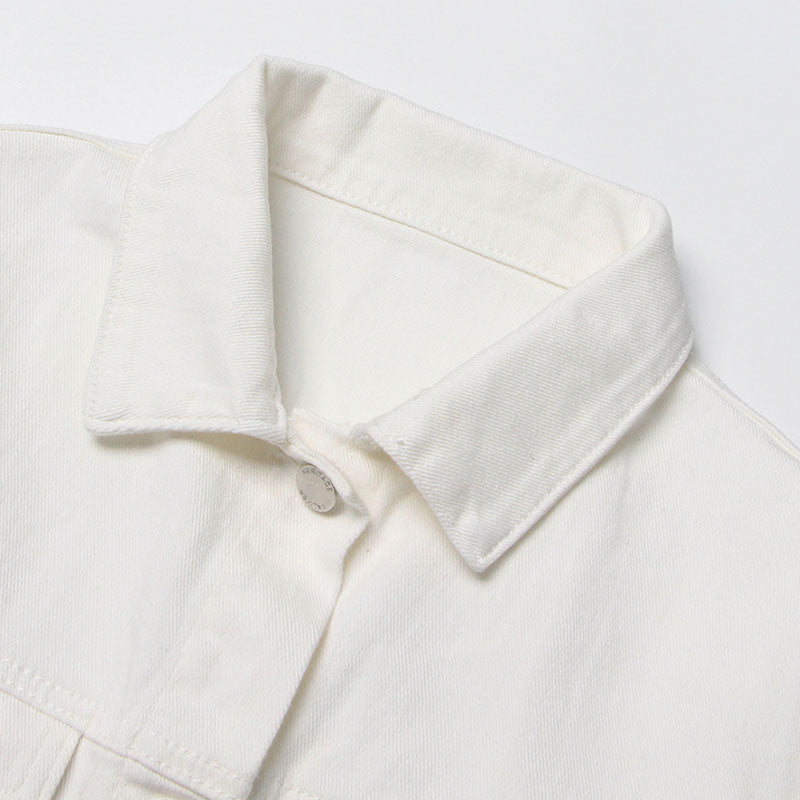 Flamboyant Collared Button Front Long Sleeve Sequin Fringe Denim Jacket