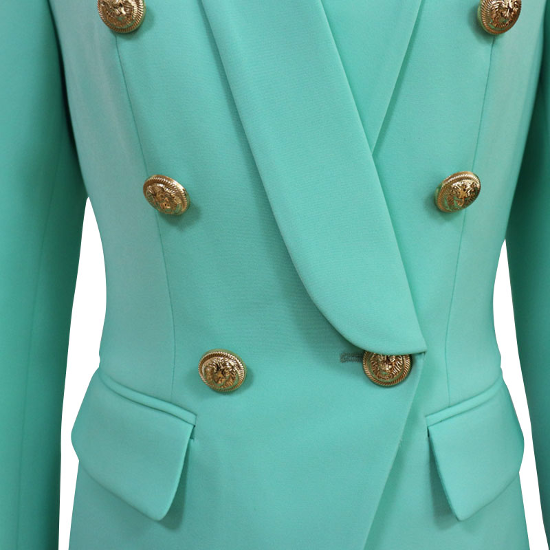 Fresh Gold Button Detail Double Breasted Shawl Lapel Tailored Blazer