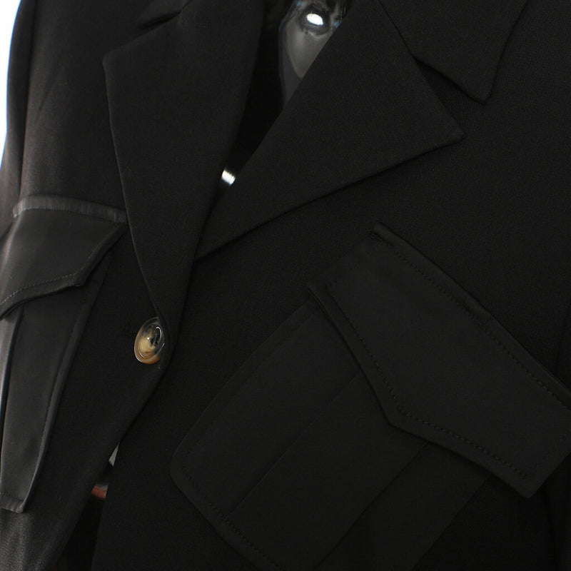 Functional Multiple Pocket Long Sleeve Lapel Collar Single Breasted Blazer