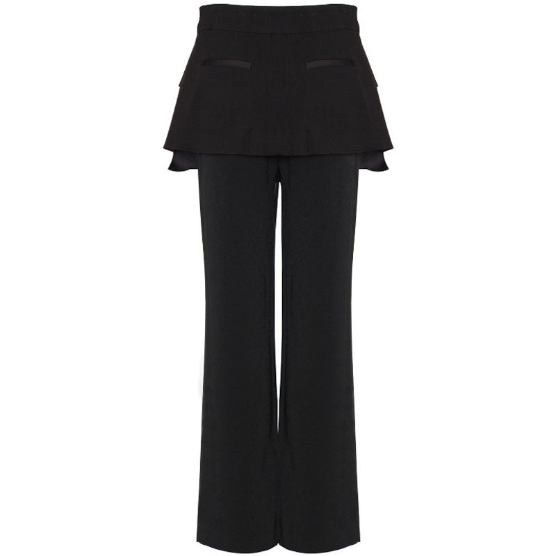 Layered Belted High Waist Straight Leg Tailored Pants - Black – Luxedress