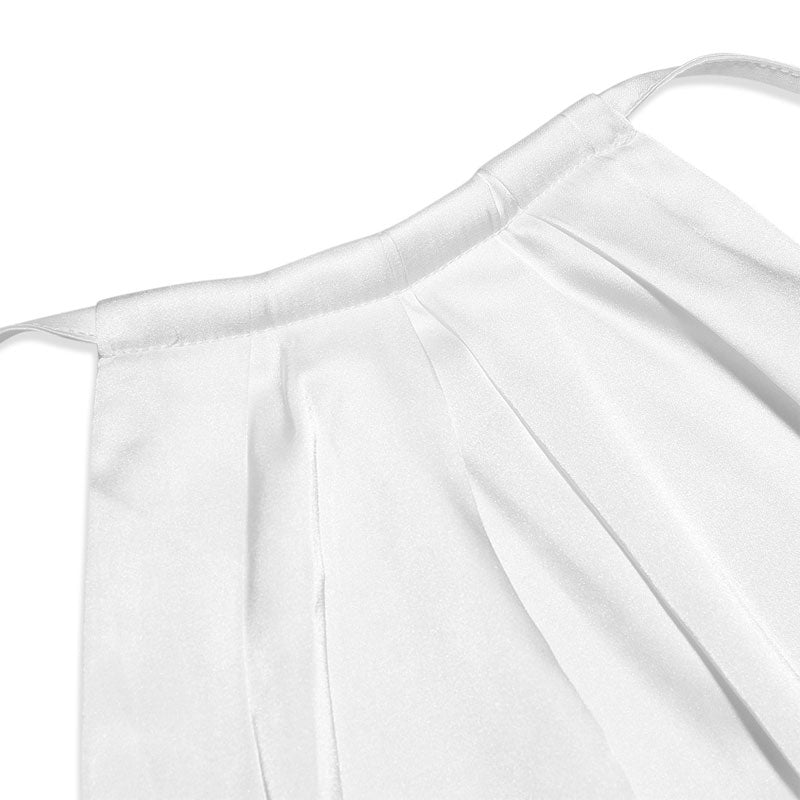Lustrous Satin Halter Neck High Slit Self Tie Backless Maxi Dress - White