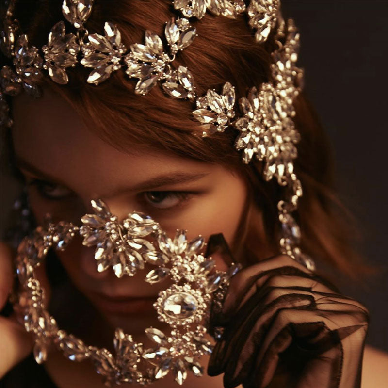 Luxurious Crystal Gem Embellished Festive Chandelier Headpiece - Silver