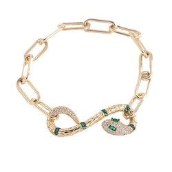 Luxury Snake Embellished Chunky Chain Bracelet - Gold
